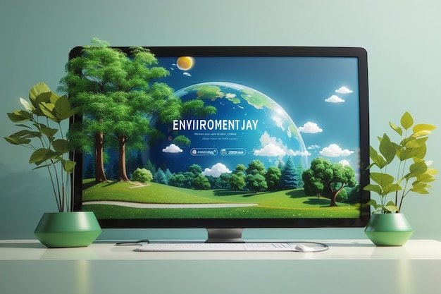 pantalla digital con día del medio ambiente