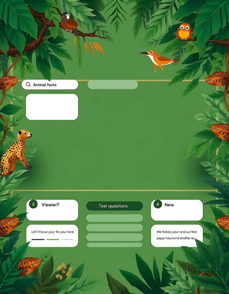 Foto pantalla de diseño de tema de selva para un transmisor de vida silvestre con verdes profundos y diseño de interfaz de juego br