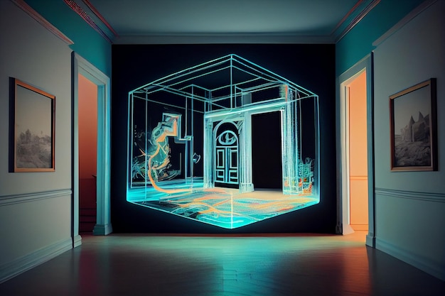 Foto pantalla de holograma future art gallery