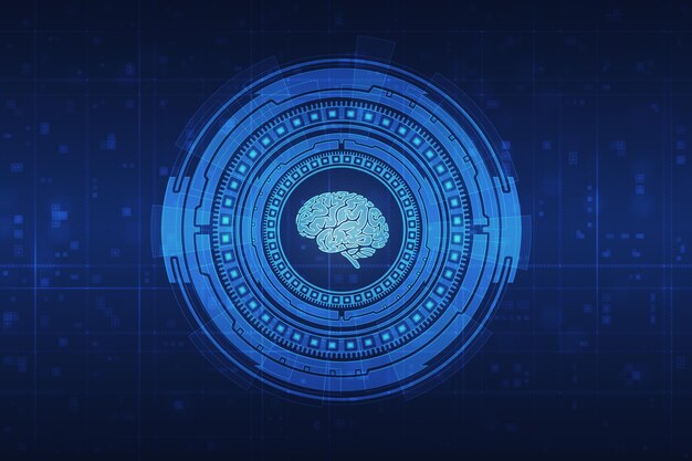 Pantalla de hud médica con medicina en línea cerebral y concepto de salud