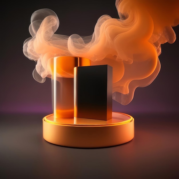 Una pantalla de humo con una caja negra y un recipiente de vidrio con una caja negra encima.