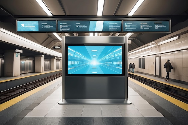 Pantalla LCD en blanco muestra una muestra de pancarta en la estación de metro