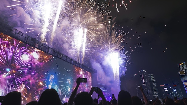 Pantalla de LED centro luces visuales fuegos artificiales generativo Ai