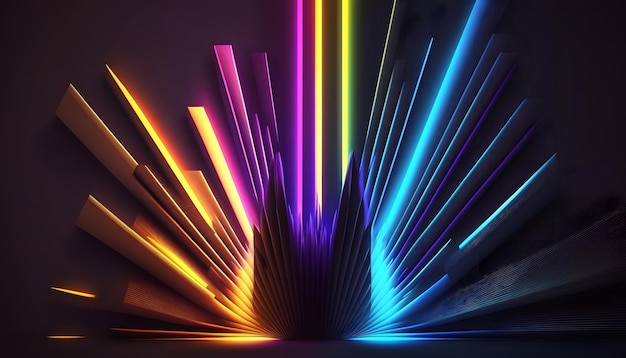 Una pantalla de luz colorida con un fondo negro
