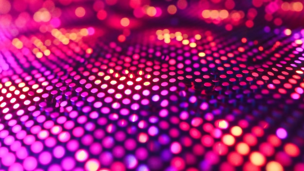 Pantalla de luz tecnológicamente avanzada y colorida que muestra un patrón LED digital y brillante en un fondo texturizado con un concepto futurista