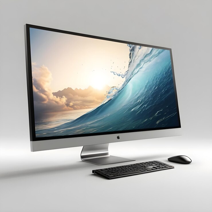 Pantalla de monitor de computadora con fondo blanco