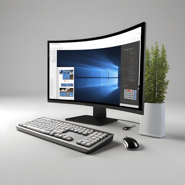 Pantalla de monitor de computadora con fondo blanco