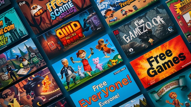 Foto una pantalla con un montón de juegos incluyendo todo el mundo gratis