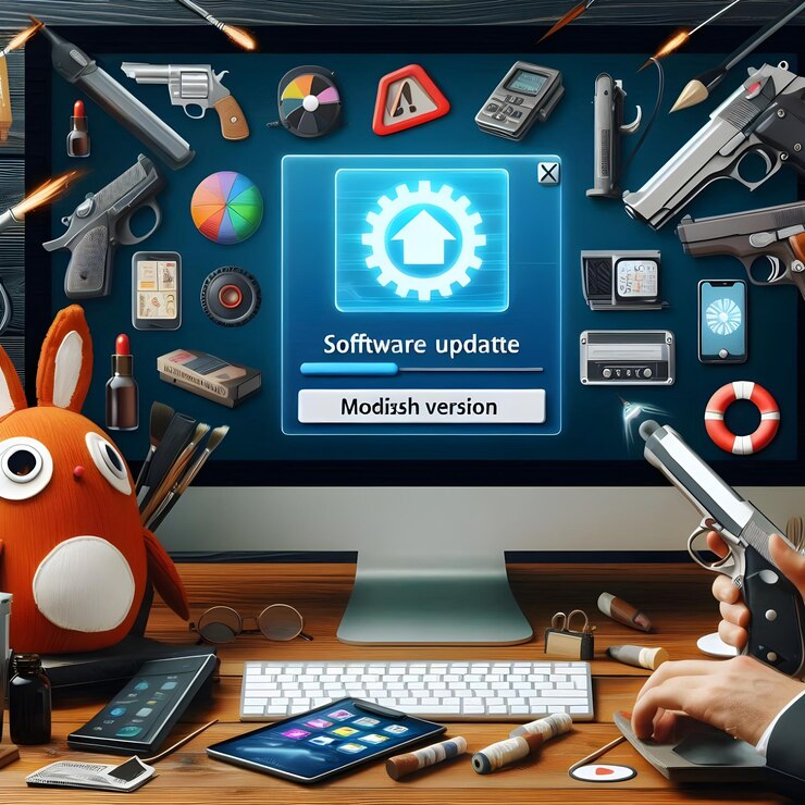 Foto una pantalla de ordenador con una pantalla que muestra un monitor de ordenador con un conejo en ella