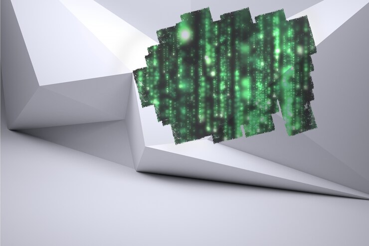 Foto pantalla en la pared que muestra la matriz verde