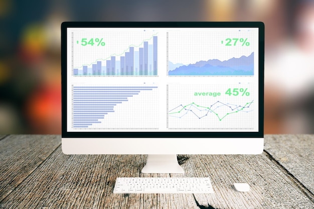 Pantalla de PC con gráfico de negocios
