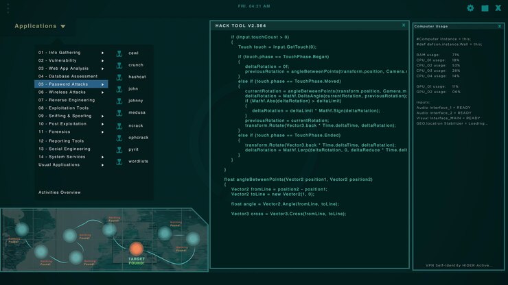 Foto pantalla de piratas informáticos con varias ventanas que muestran cadenas de código e intentan piratear servidores. ciberataque y crimen