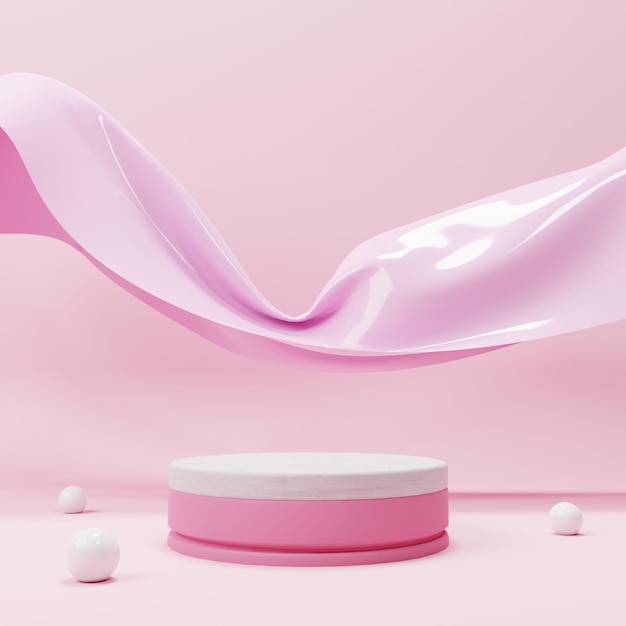 Pantalla de podio rosa de renderizado 3D