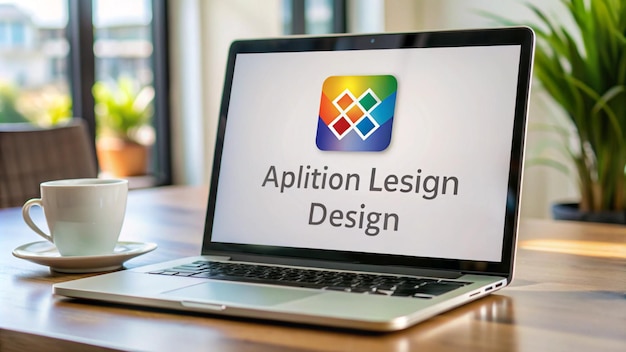 una pantalla de portátil que dice diseño de aplicación diseño de diseño diseño de diseño