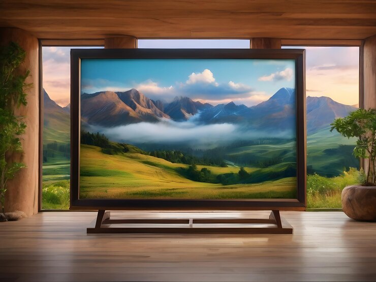 Una pantalla que está hecha de un marco de madera