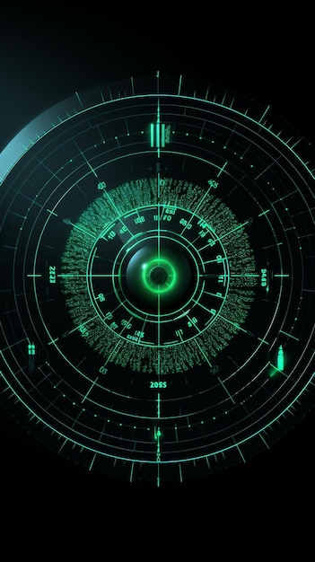 Foto pantalla de radar con indicación verde sobre fondo negro foto en primer plano con estructura de píxeles