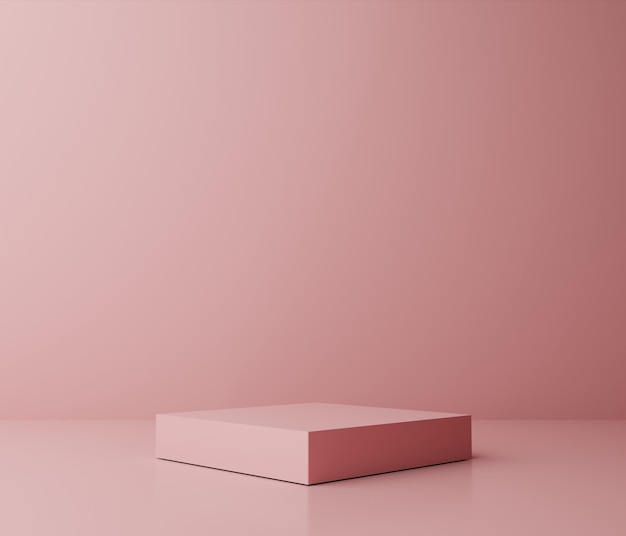 Pantalla de representación 3d en un fondo rosa para la presentación de productos de exhibición