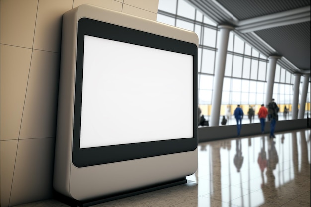 Foto pantalla de señalización digital en blanco en la terminal de pasajeros