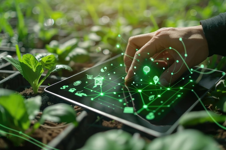 Pantalla de tableta de iconos de agricultura inteligente para la agricultura de alta tecnología