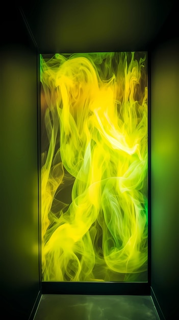 Una pantalla de teléfono amarilla y verde con un fondo verde y la palabra fuego en ella
