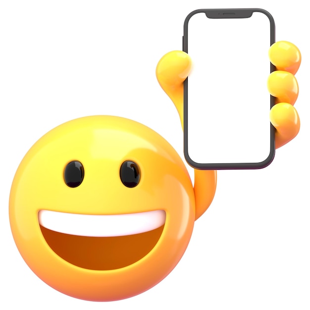 Pantalla del teléfono png maqueta emoji 3D de fondo transparente