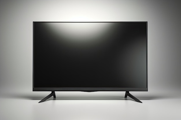 Pantalla de televisión LED negra en blanco aislada sobre fondo blanco