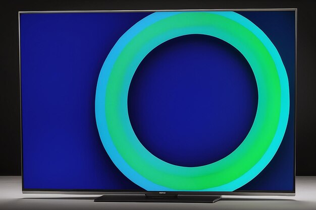 Foto una pantalla de un televisor con un círculo azul y verde en la parte inferior