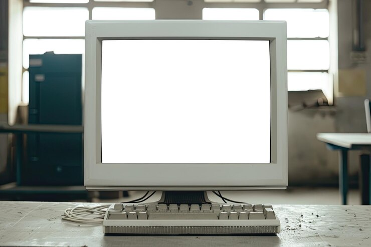 Foto pantalla de terminal de computadora vieja vacía para el fondo