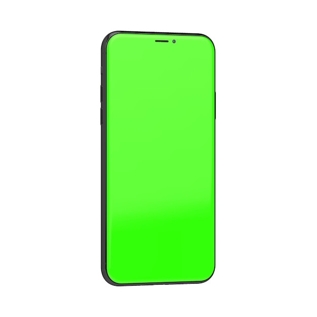La pantalla verde de la perspectiva clara del teléfono a la derecha
