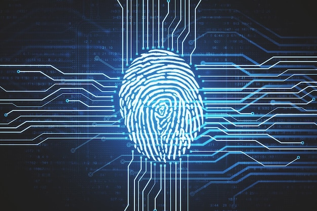 Pantalla virtual digital con huella dactilar y microchip