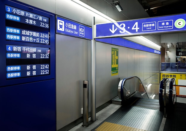 Pantalla de visualización del sistema de tren subterráneo japonés para información de pasajeros