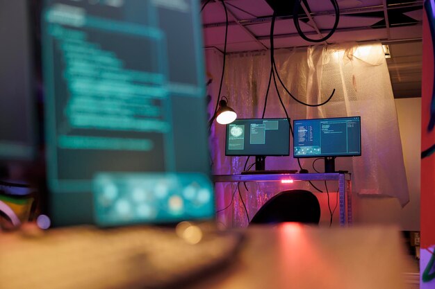 Pantallas con código de malware en ejecución