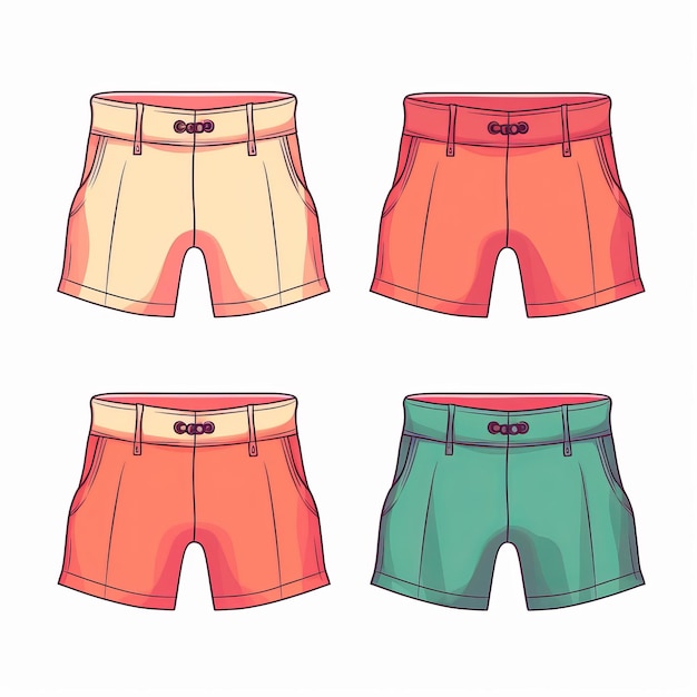 Pantalones cortos gráficos minimalistas en diseño vectorial colorido