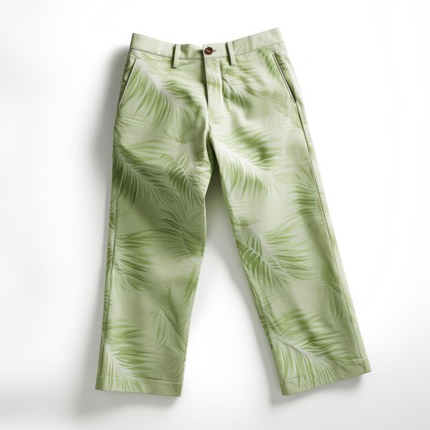 Pantalones con estampado de palma verde para niños de diseño artesanal