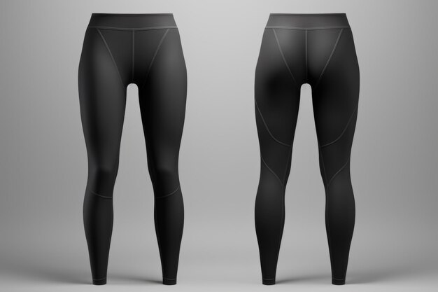 Pantalones de leggings negros aislados sobre un fondo gris