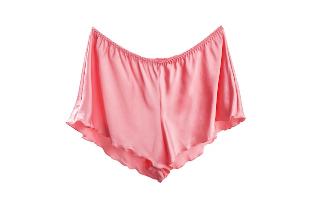 Pantalones de pijama de satén rosa para mujeres aislados sobre un fondo blanco