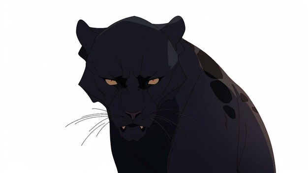 Foto pantera leopardo jaguar estilo anime dibujos animados acuarela