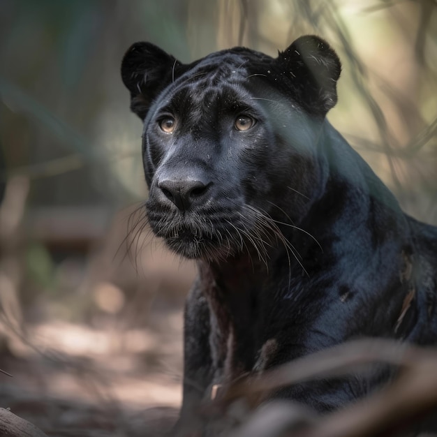 Pantera negra en hábitat natural IA generativa