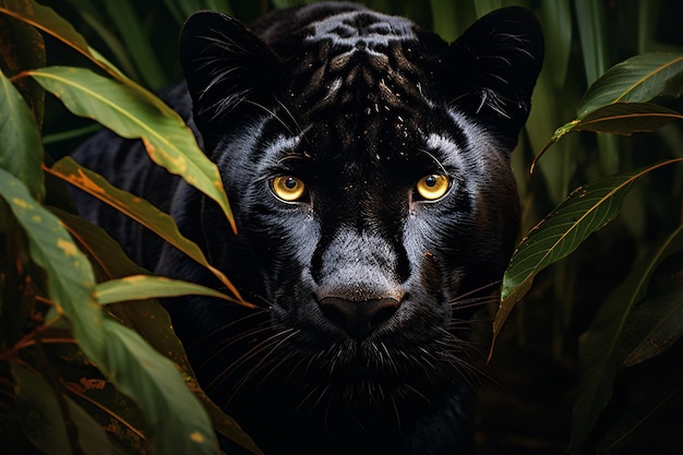 Foto una pantera negra con ojos amarillos