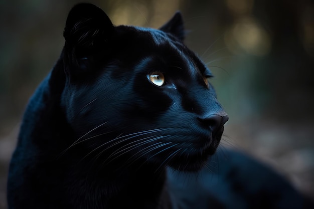 Una pantera negra con ojos azules.