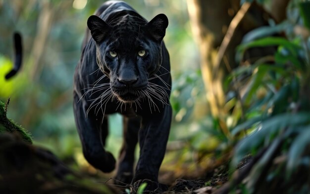 panteras negras movimientos ágiles en una jungla