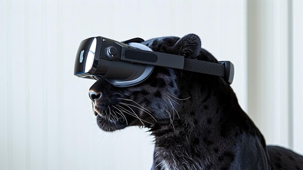 Panther mit Vision virtuelle Realität Sonnenbrille fester Hintergrund