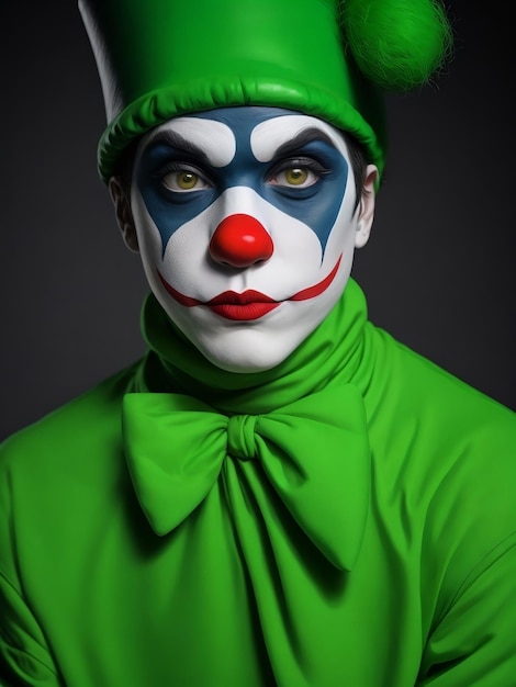 Pantomime Mann rot und bunt bemalt Gesicht sportlich Fan Clown Zirkus Porträtkunst ai generiert