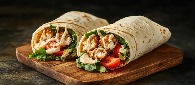 Pañuelo de pollo con lechuga y tomate