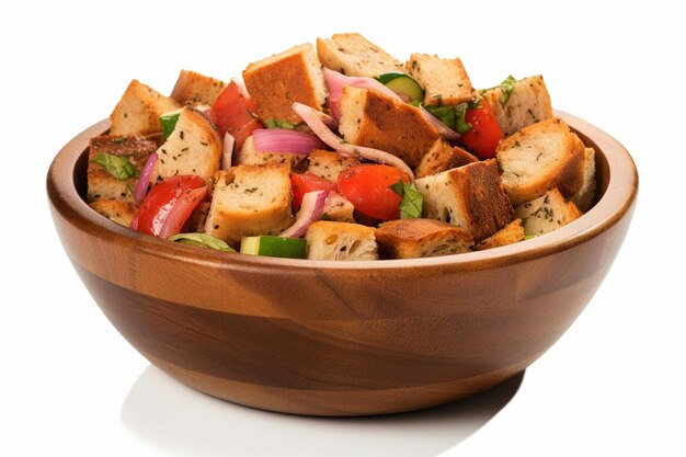 Panzanella artesanal com croutons de focaccia de ervas