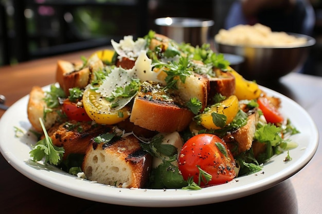 Panzanella encantadora com croutons de pimenta e limão