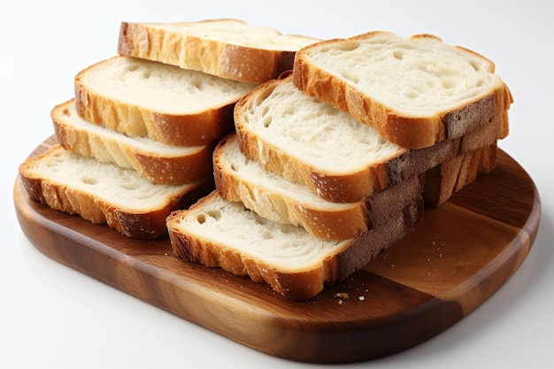 Pão branco em fatias isolado sobre fundo branco