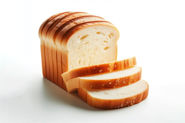 pão branco em fatias isolado sobre um fundo branco sólido