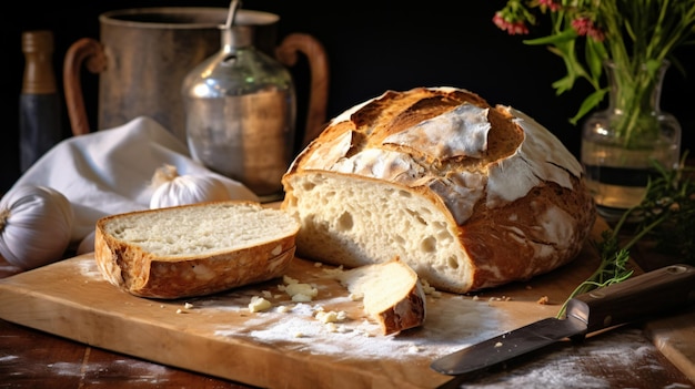 Pão camponês tradicional sem amassar