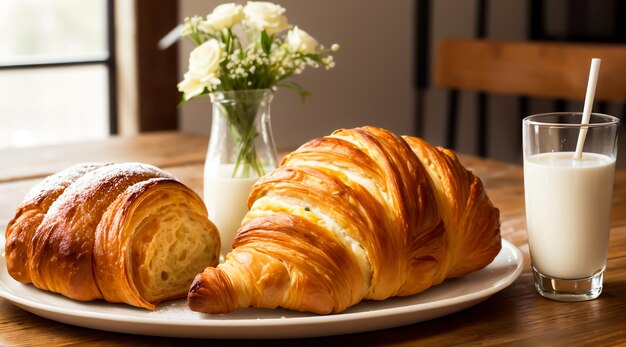 pão croissant em uma mesa